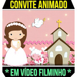 Convite Animado Vídeo Batismo | 1ª Comunhão | Padrinhos Rosa