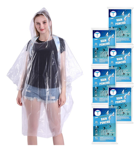 Tunchmo Ponchos De Lluvia Desechables Para Adultos/niños (6