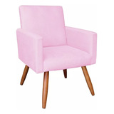 Poltrona Nina Suede Rosa Bebê Para Sala Decoração