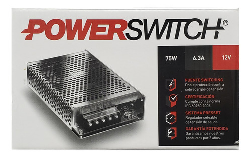 Fuente Switching 75w Macroled 12v 6,3a Interior P/ Tira Led