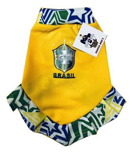 Roupinha Pet Fantasia Seleção Brasileira Logo Cbf N°4