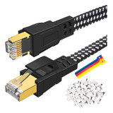 Cable Ethernet Cat 8 De 100 Pies, Cable De Red Plano De Alta