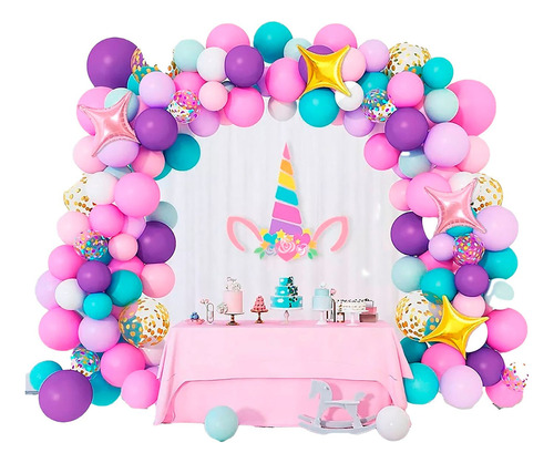 Decoracion Globos Verde Unicornio Mar Arco  Cumpleaños 