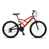 Bicicleta Aro 26 Dupla Suspensão E Freios V-brake Cor Laranja Colli