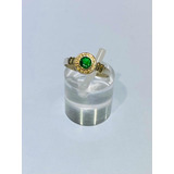 Anillo Bulgari De Plata Y Oro Con Piedra Circon Verde