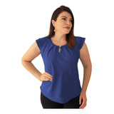 Camisa Plus Size Feminina Crepe Manga Curta Regata Linda