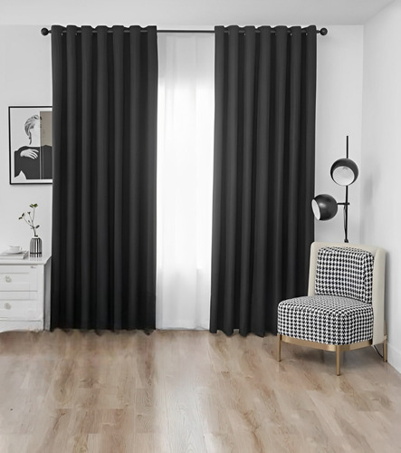 Set De 2 Paños Cortinas Black Out Engomadas Para Living