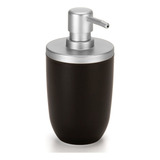 Porta Sabonete Liquido Luxo Para Lavabo Cor Preto Com Prateado