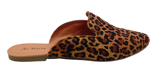 Sapatilha Mule Onça Animal Print Aveludado 