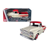 Motormax 1958 Chevy Apache Fleetside Pickup 1:24 Timeless Color Crema, Rojo