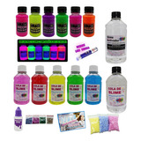 Kit Slime Especial Colas Clear E Colas Neon + Luz Negra