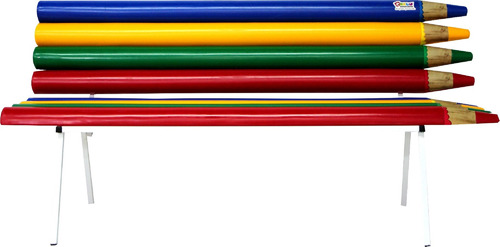 Banco Colorido Em Formato De Lápis Plástico Grande 163 Cm