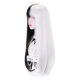 Peruca Cruella C/ Franja Lisa Wig Cosplay Fantasia Hallowen