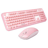 Teclado Ergonomico Sades Inalambrico Usb + Mouse -rosa