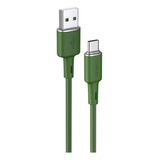 Cable De Carga Y Datos Usb-a To Usb-c Acefast Color Verde Oliva