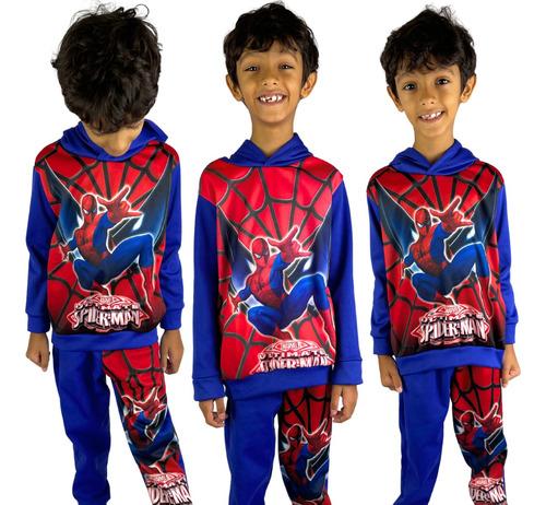 Conjunto Moletom Infantil Homem Aranha Flanelado Com Capuz