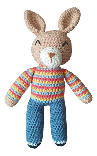 Conejo Amigurumi Apego Tejido Crochet Colorido 30cm