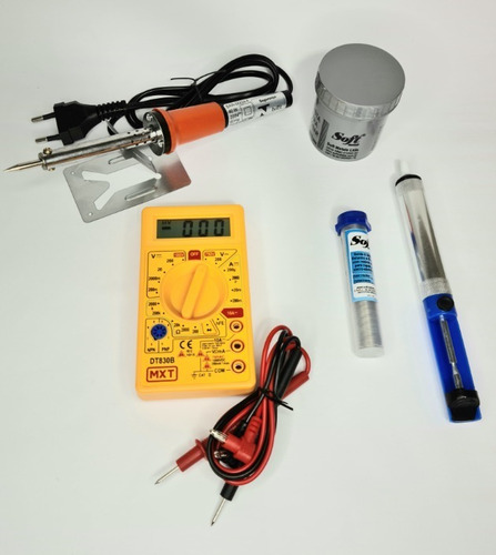 Kit Ferro De Solda 60w 110v Multímetro Sugador Pasta Estanho