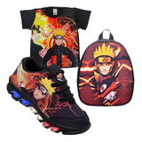 Tenis Led Masculino Naruto + Mochila + Camisa Lançamento