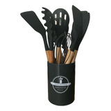 Kit Utensilios Cozinha Silicone Colher Copo Suporte 12 Peças