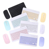 Teclado Bluetooth Recargable Mouse Keyboard Color Pastel Kit