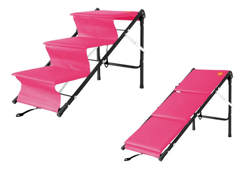 Rampa Pet Pink Escadinha Cachorro Para Cama Sofá Removível 