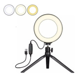 Aro De Luz Led 16cm Profesional Foto Video 3 Luces + Tripode