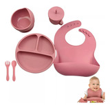 Kit Alimentación Bebe Vajilla Silicona Niño Platos 7 Piezas