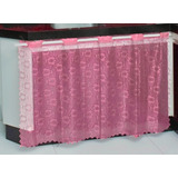 Cortina Pia Balcão Varão Renda Rosa Decoração Jcm