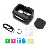 Funda + 3 Micas+ Tapa Lente For Gopro Hero 12, 11 10 9 Black