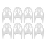 Kit 8 Cadeiras Plásticas Para Piscina Poltrona C/ Braço