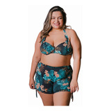 Conjunto De Biquíni Plus Size Short C/ Ajuste Lateral