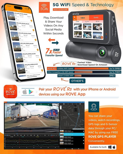 Rove R3 Dash Cam  3 Cmaras 2k Y Monitor 24h Estacionamiento Foto 7