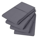 Fundas De Almohada Paquete De 4pzs Tamaño Queen Color Gris