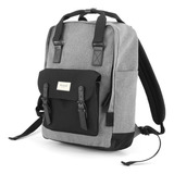 Mochila Himawari Retro 1010 Xl. Color Negro/gris/blanco Diseño De La Tela Liso