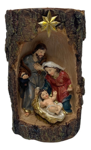 Pesebre Porta Vela Tronco Navidad Italiano Jesus Maria Jose