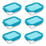 Set X6 Tupper® Hermetico Premiaglass 1lt Tupperware® 0% Bpa Color Tuerquesa