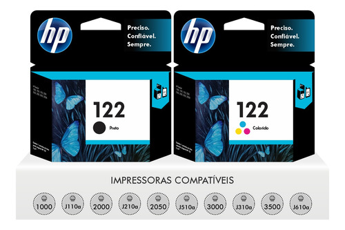 Kit Cartuchos 122 Color Preto Origina Hp 1000 2050 3000 3050