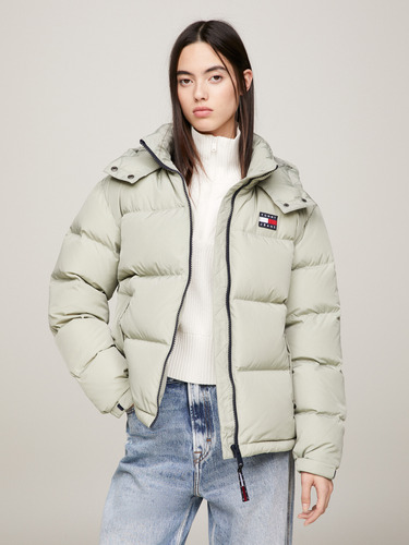 Parka Alaska Acolchada Con Gorro Mujer Tommy Hilfiger Gris