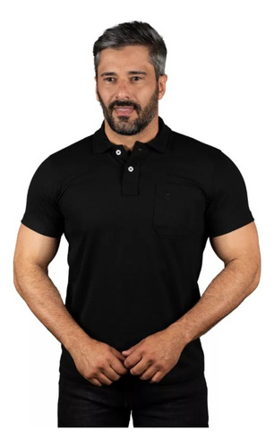 Camisa Gola Polo Masculina Fit Algodão Com Bolso Plus Size