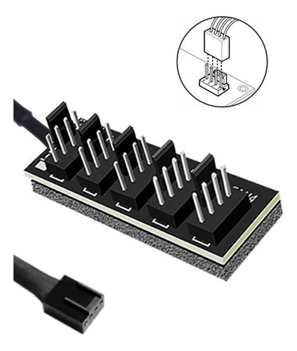 Hub Pwm - 1 Para 5 Fans Cooler 3 Ou 4 Pinos - Splitter Cpu  