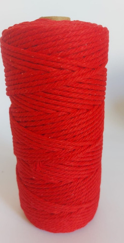 Algodón Torcido De 3mm Color Rojo.