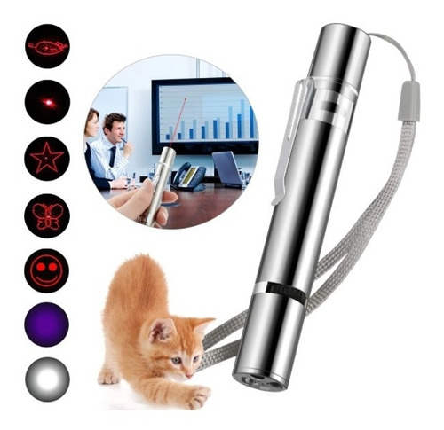 Caneta Laser Recarregável Usb Brinquedo Pet Gato 7 Funções