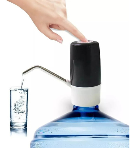 Dispenser De Agua Portátil Recargable Usb Para Bidones Agua Color Negro Y Blanco