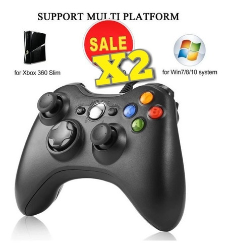 Control Xbox 360 Para  Pc  Alambrico Cable 2.5mts  - Negro