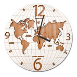 Reloj Pared 30 Cm Mapamundi Madera. El Turistologo Home&deco