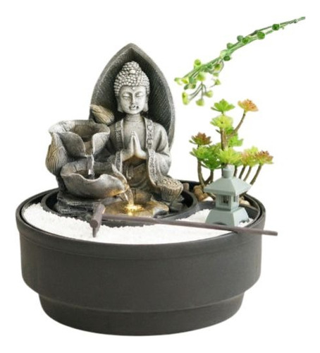 Fuente De Agua Buda Zen Deco+jardin Zen + Pagoda 21cm Tm 