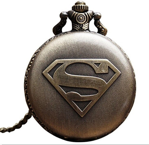 Reloj Análogo De Bolsillo Retro De Superman Con Cadena