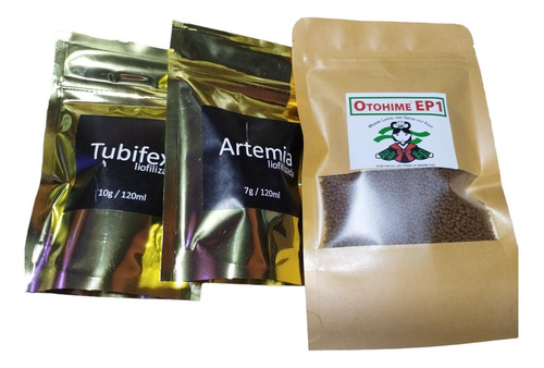Pack Alimento Para Peces Otohime Tubifex Artemia Liofilizada