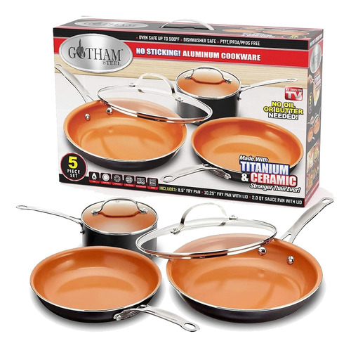 Gotham Steel Juego De Utensilios De Cocina Sartenes 5 Piezas